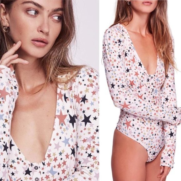 FREE PEOPLE Girls Like Us Bodysuit Stars - Picture 2 of 15
